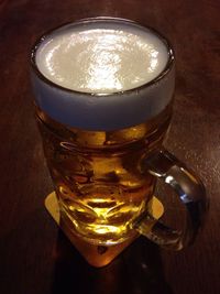 Close-up of beer in glass