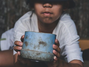 Close-up of boy holding ice cream