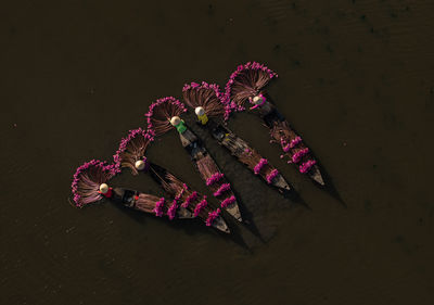 High angle view of christmas decoration on wall