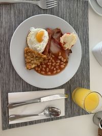 Directly above shot of breakfast served on table