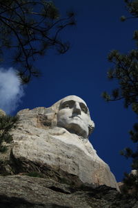 Low angle view of statue against sky