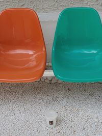 High angle view of red wine in glass