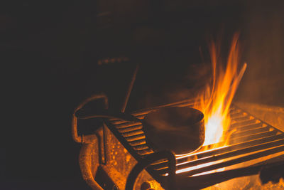 Close-up of fire at night