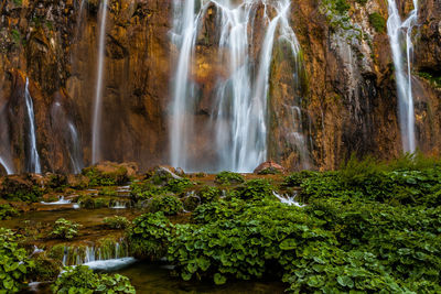 Scenic view of waterfall