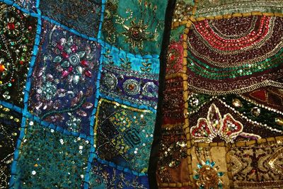 Full frame shot of fabric with glittering designs