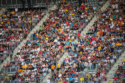 High angle view of people sitting in stadium