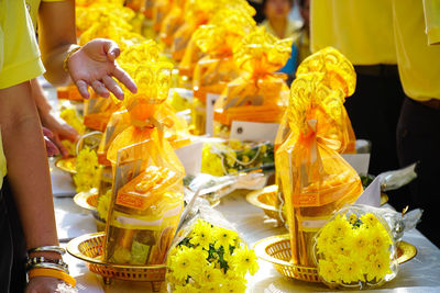 Close-up of yellow flower for sale in market