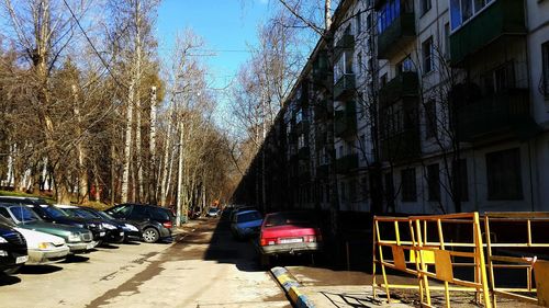 Cars parked in front of building