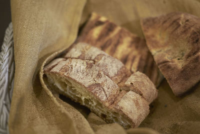 High angle view of bread in store