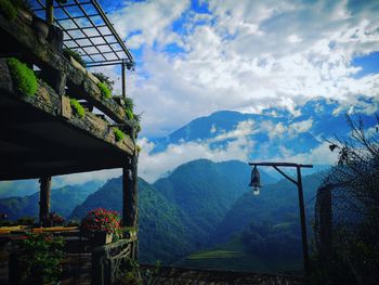 Low angle view of mountains against sky