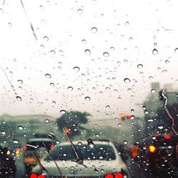 Close-up of raindrops on window