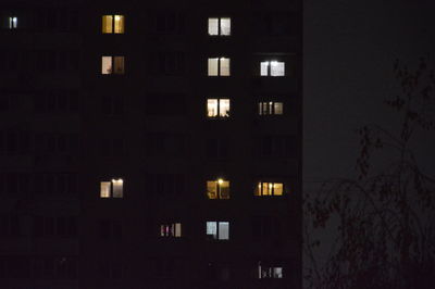 Low angle view of building at night