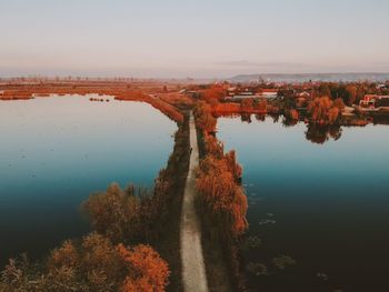 Scenic view of river against clear sky