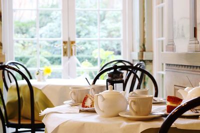 Tea cups on table