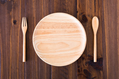 Directly above shot of bread on wooden table