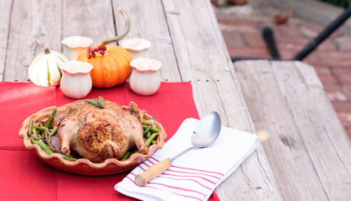 Close-up of food on table