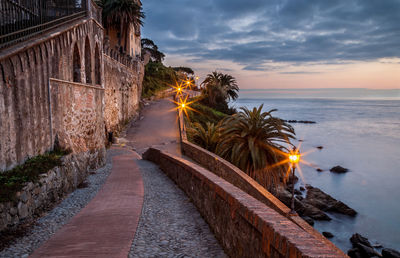 Scenic view of sea against sky at sunset