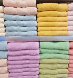 Multi colored towels on table