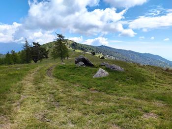 Scenic view of land against sky