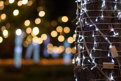 Close-up of illuminated christmas lights
