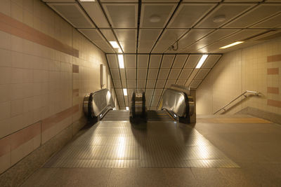 Interior of illuminated subway