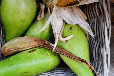 High angle view of fruits in basket