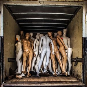 Mannequins in semi-truck