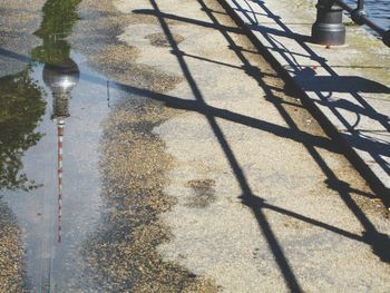 High angle view of wet shadow on water