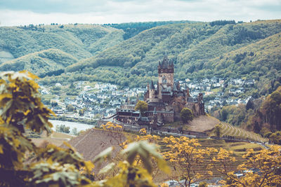 Aerial view of castle cochem, germany.