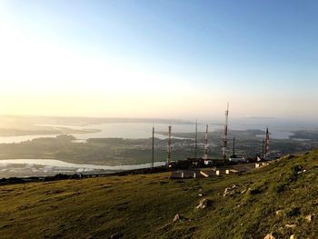 Scenic view of land during sunset