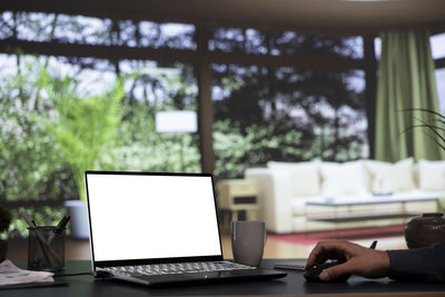 Laptop on table