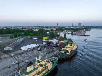 Outdoors concert in riga by the docks. celebrating summer fest. riga party.