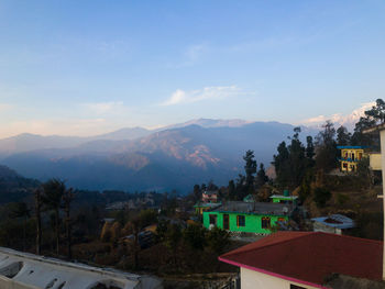 High angle view of townscape against sky