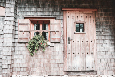 Closed door of building