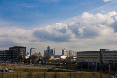City against cloudy sky