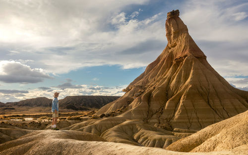 View of rock formations in desert against sky