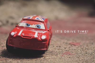 Close-up of red toy car