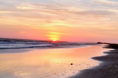 Scenic view of sea during sunset