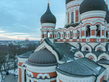 Temple against sky in city