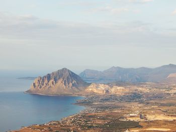 View of sea and mountain range