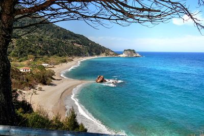 Scenic view of sea against clear sky