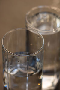 Close-up of glass of water on table