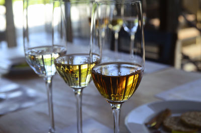 Close-up of wine glass on table