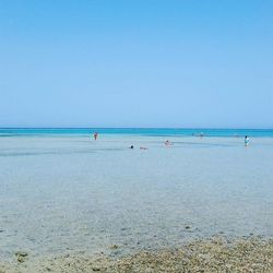 Scenic view of sea against blue sky