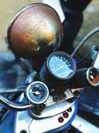 High angle view of old motorbike