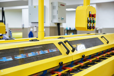 View of yellow machine in factory