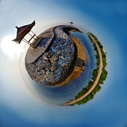 High angle view of lake against sky