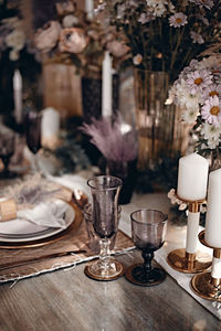 Close-up of place setting on table