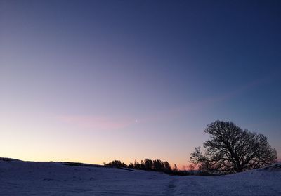 Scenic view of snowcapped landscape against sky during sunset