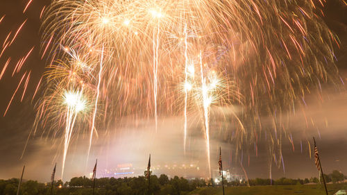 Low angle view of firework display